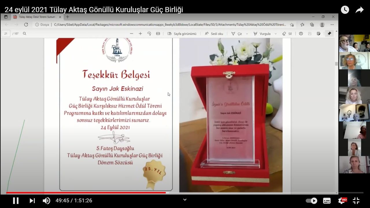 TÜLAY AKTAŞ İZMİR'İN GÖNÜLLÜLERİ ÖDÜLLERİNİN İKİSİ İHRACATIN DUAYENLERİNİN OLDU
