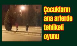 Çocukların ana arterde tehlikeli oyunu