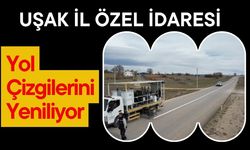 Uşak İl Özel İdaresi Yol Çizgilerini Yeniliyor