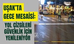 Uşak’ta Gece Mesaisi: Yol Çizgileri Güvenlik İçin Yenileniyor