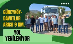 Güneyköy-Davutlar Arası 9 Km. Yol Yenileniyor