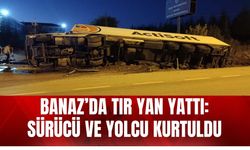 Banaz’da Tır Yan Yattı: Sürücü ve Yolcu Kurtuldu