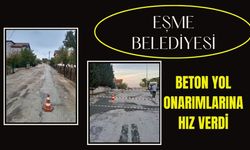 Eşme Belediyesi Beton Yol Onarımlarına Hız Verdi
