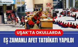 Uşak’ta Okullarda Eş Zamanlı Afet Tatbikatı Yapıldı