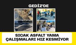 Gediz’de Sıcak Asfalt Yama Çalışmaları Hız Kesmiyor