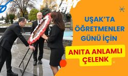 Uşak’ta Öğretmenler Günü İçin Anıta Anlamlı Çelenk