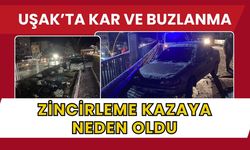 Uşak’ta Kar ve Buzlanma Zincirleme Kazaya Neden Oldu
