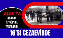 Uşak’ta Aranan 17 Şüpheli Yakalandı, 16’sı Cezaevinde
