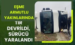 Eşme Armutlu Yakınlarında Tır Devrildi, Sürücü Yaralandı