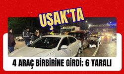 Uşak’ta 4 Araç Birbirine Girdi; 6 Yaralı