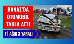 Banaz’da Otomobil Takla Attı, 1’i Ağır 3 Yaralı