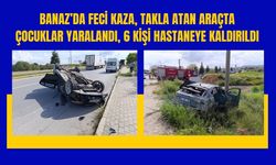 Banaz’da Feci Kaza, Takla Atan Araçta Çocuklar Yaralandı, 6 Kişi Hastaneye Kaldırıldı