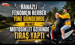 Banazlı Fenomen Berber Yine Gündemde, Bu Kez Motosiklet Üzerinde Tıraş Yaptı