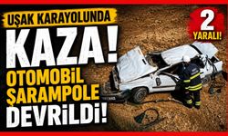 Uşak Karayolunda Kaza, Otomobil Şarampole Devrildi 2 Yaralı