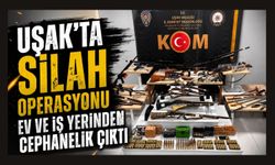 Uşak'ta Silah Operasyonu, Ev ve İş Yerinden Cephanelik Çıktı