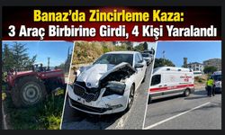 Banaz'da Zincirleme Kaza: 3 Araç Birbirine Girdi, 4 Kişi Yaralandı
