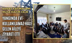 Banaz Kaymakamı Musa Kazım Çelik, Yangında Evi Kullanılamaz Hale Gelen Aileyi Ziyaret Etti