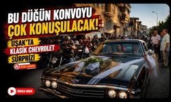 Bu Düğün Konvoyu Çok Konuşulacak! Uşak'ta Klasik Chevrolet Sürprizi