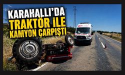 Karahallı'da Traktör ile Kamyon Çarpıştı