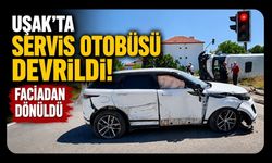 Uşak'ta Servis Otobüsü Devrildi! Faciadan Dönüldü