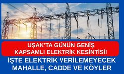 Uşak'ta Günü Geniş Kapsamlı Elektrik Kesintisi! İşte Elektrik Verilemeyecek Mahalle, Cadde ve Köyler