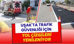 Uşak'ta Trafik Güvenliği İçin Yol Çizgileri Yenileniyor