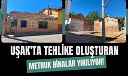 Uşak'ta Tehlike Oluşturan Metruk Binalar Yıkılıyor! Belediye Çalışmalarını Sürdürüyor