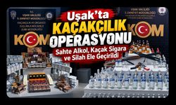 Uşak’ta Kaçakçılık Operasyonu, Sahte Alkol, Kaçak Sigara ve Silah Ele Geçirildi