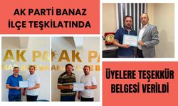 AK Parti Banaz İlçe Teşkilatında Üyelere Teşekkür Belgesi Verildi