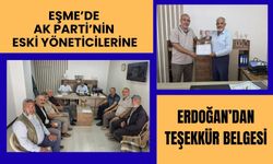 Eşme’de AK Parti’nin Eski Yöneticilerine Erdoğan’dan Teşekkür Belgesi