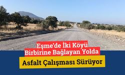 Eşme’de İki Köyü Birbirine Bağlayan Yolda Asfalt Çalışması Sürüyor