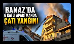 Banaz’da 6 Katlı Apartmanda Çatı Yangını