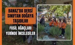 Banaz’da Dersi Sınıftan Doğaya Taşıdılar: Fosil Ağaçları Yerinde İncelediler