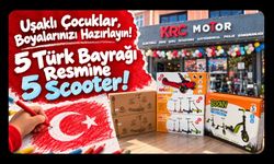 Uşaklı Çocuklar, Boyalarınızı Hazırlayın! 5 Türk Bayrağı Resmine 5 Scooter!