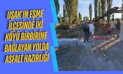 Uşak’ın Eşme İlçesinde İki Köyü Birbirine Bağlayan Yolda Asfalt Hazırlığı