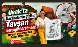Uşak’ta Karakalemle Çizilen Tavşan Gerçeğini Aratmadı! Bircan Demirtaş’tan Sanat Çalışması