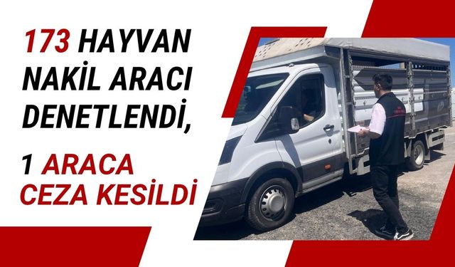 173 Hayvan Nakil Aracı Denetlendi, 1 Araca Ceza Kesildi