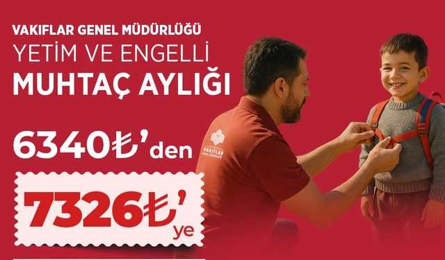 Vakıflar Genel Müdürlüğü Yetim ve Engelli Maaşlarını Artırdı