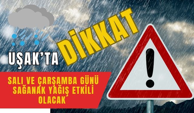 Uşak’ta Salı ve Çarşamba Sağanak Yağış Etkili Olacak