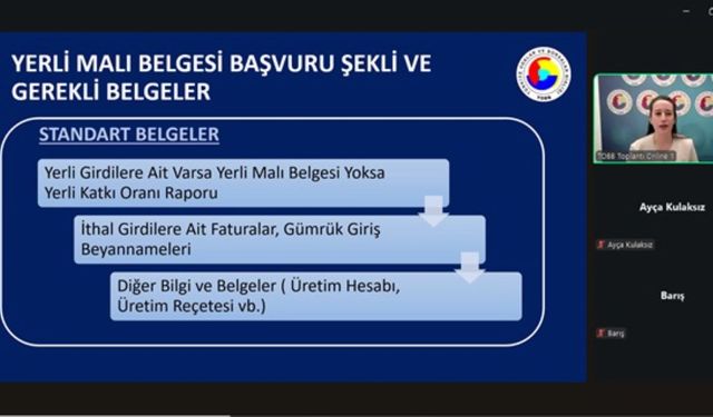 Yerli Malı Belgesi Eğitimi Çevrim İçi Ortamda Yapıldı