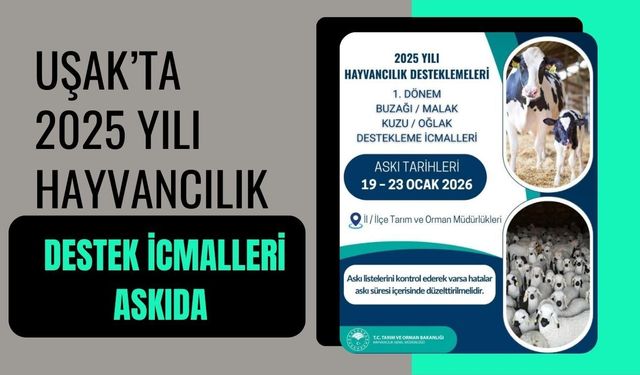 Uşak’ta 2025 Yılı Hayvancılık Destek İcmalleri Askıda