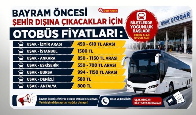 Bayram Yolculuğu Cep Yakıyor! Uşak’tan Otobüs Biletleri El Yakmaya Başladı