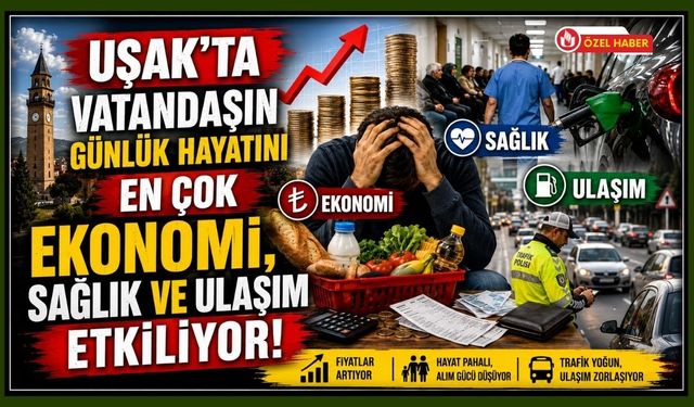 Uşak’ta Vatandaşın Günlük Hayatını En Çok Ekonomi, Sağlık ve Ulaşım Etkiliyor