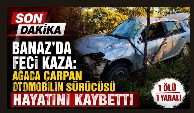 Banaz’da Feci Kaza: Ağaca Çarpan Otomobilin Sürücüsü Hayatını Kaybetti