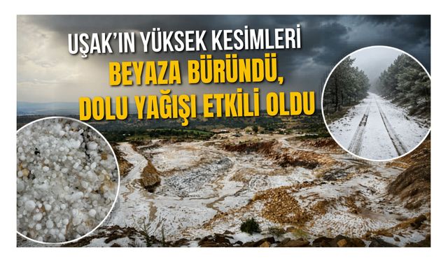Uşak'ın Yüksek Kesimleri Beyaza Büründü, Dolu Yağışı Etkili Oldu