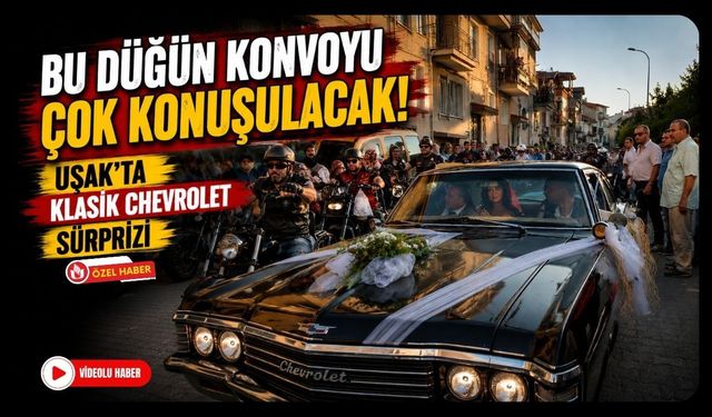 Bu Düğün Konvoyu Çok Konuşulacak! Uşak'ta Klasik Chevrolet Sürprizi