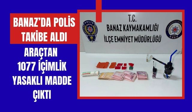 Banaz’da Polis Takibe Aldı, Araçtan 1077 İçimlik Yasaklı Madde Çıktı