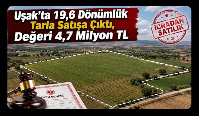 Uşak’ta 19,6 Dönümlük Tarla Satışa Çıktı, Değeri 4,7 Milyon TL