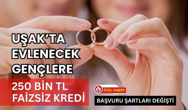 Uşak’ta Evlenecek Gençlere 250 Bin TL Faizsiz Kredi: Başvuru Şartları Değişti