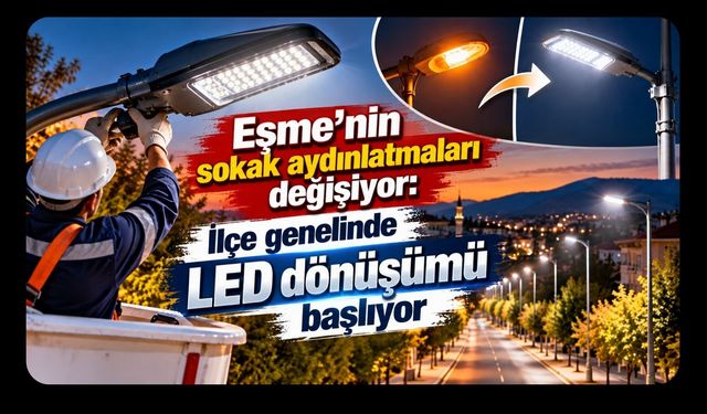 Eşme’nin Sokak Aydınlatmaları Değişiyor: İlçe Genelinde LED Dönüşümü Başlıyor